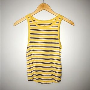 Yellow Striped Cropped Tank
